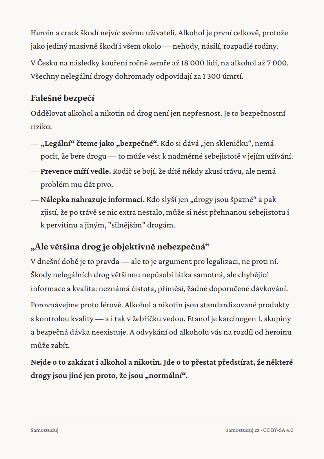 Zadní strana letáku Alkohol a nikotin jsou taky drogy