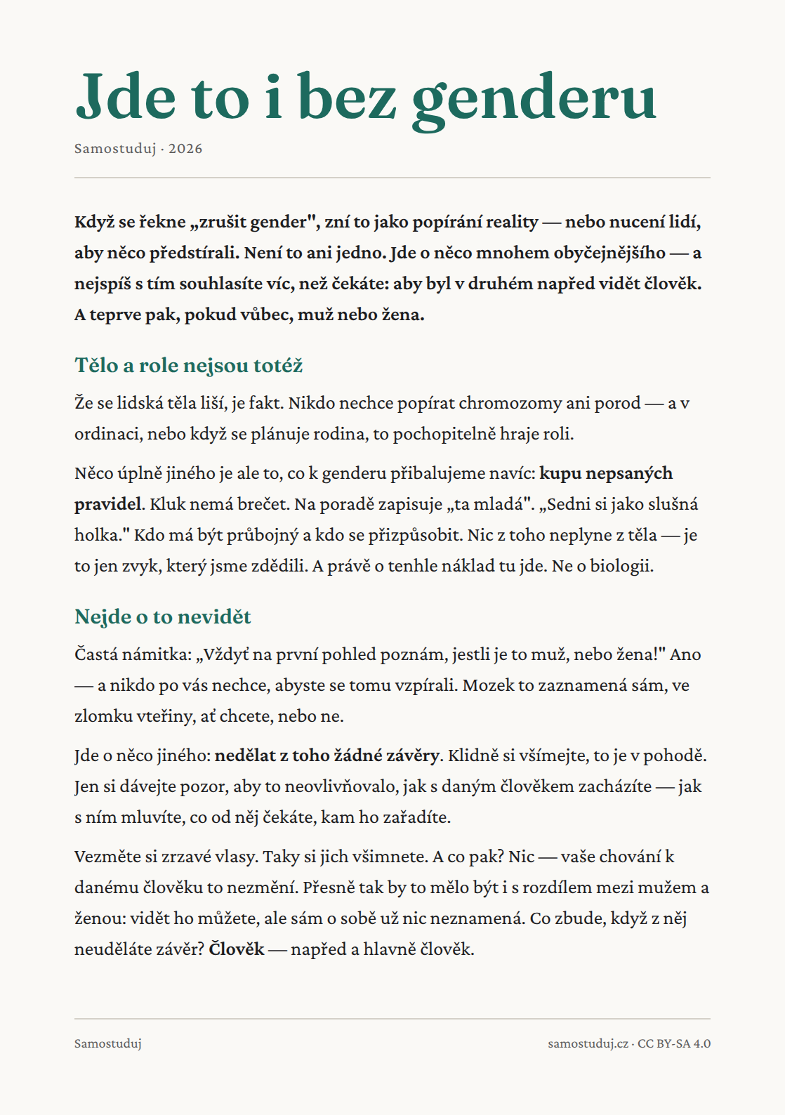 Přední strana letáku Jde to i bez genderu
