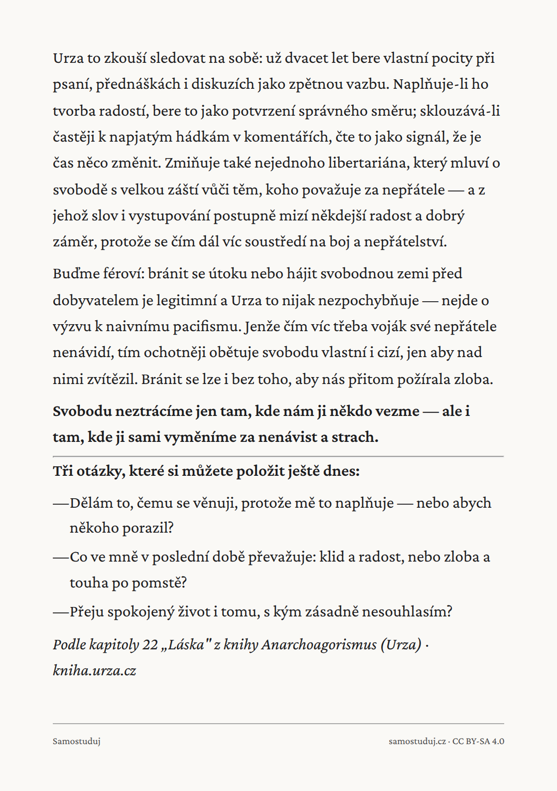 Zadní strana letáku Můžete bojovat za svobodu, a i přesto o ni přicházet?
